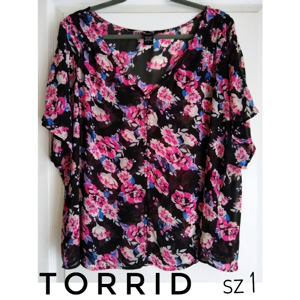 TORRID Sheer Floral Top